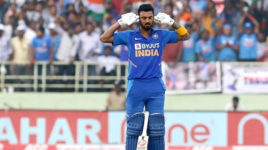 KL Rahul’s trademark shut the noise celebration.